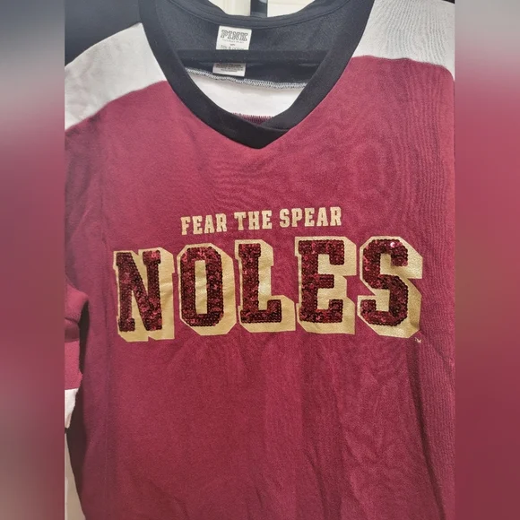 Pink Victoria's Secret Florida State Seminoles Noles Sequin Sweatshirt Large - Picture 2 of 4